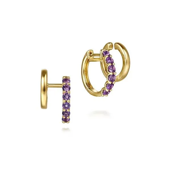 Gabriel & Co. 14K Yellow Gold Amethyst Stuggies Earrings Diamond Showcase Longview, WA