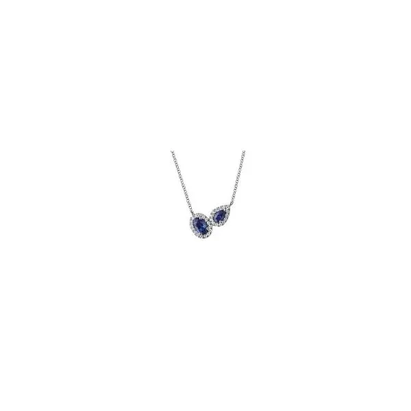 Gabriel & Co. 14K White Gold Toi et Moi Sapphire and Diamond Halo Necklace similar item image