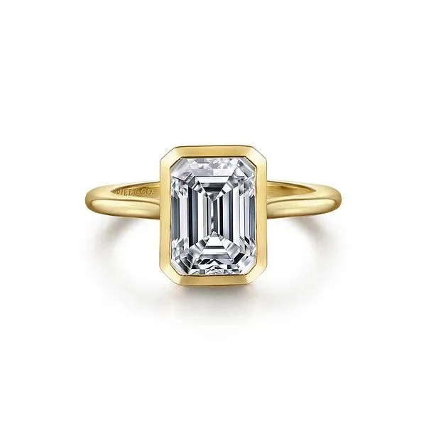 Gabriel & Co. 14K Yellow Gold Emerald Cut Solitaire Diamond Engagement Ring Diamond Showcase Longview, WA