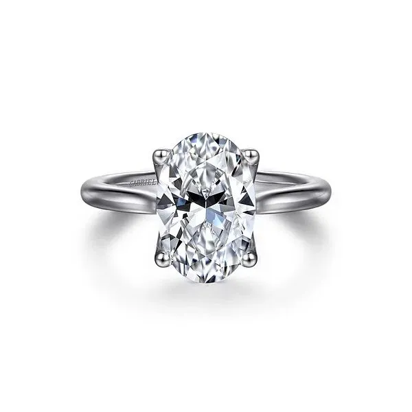 Gabriel & Co. 14K White Gold Oval Lotus Diamond Engagement Ring Diamond Showcase Longview, WA