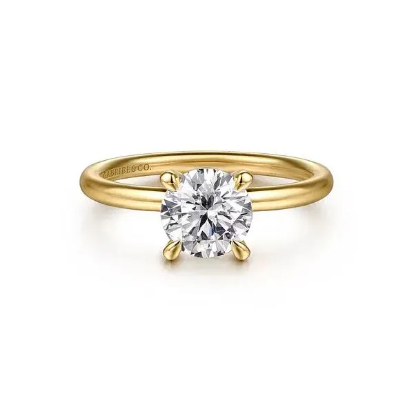 Gabriel & Co. 14K Yellow Gold Round Solitaire Diamond Engagement Ring Diamond Showcase Longview, WA