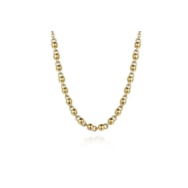 Gabriel & Co. 18 Inch 14K Yellow Gold Beaded Station Necklace Diamond Showcase Longview, WA