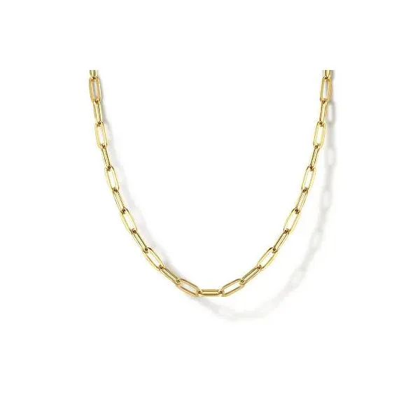 Gabriel & Co. 14K Yellow Gold Hollow Paper Clip Chain Necklace Diamond Showcase Longview, WA