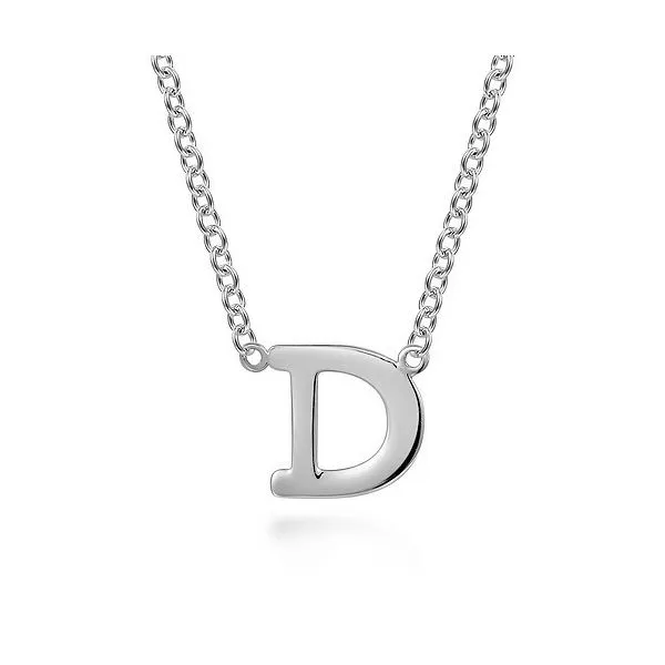 Gabriel & Co. 14K White Gold D Initial Necklace Diamond Showcase Longview, WA