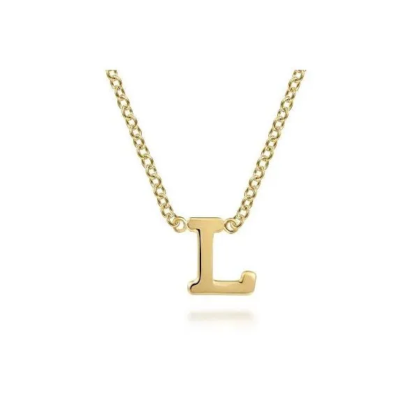 Gabriel & Co. 14K Yellow Gold L Initial Necklace Diamond Showcase Longview, WA