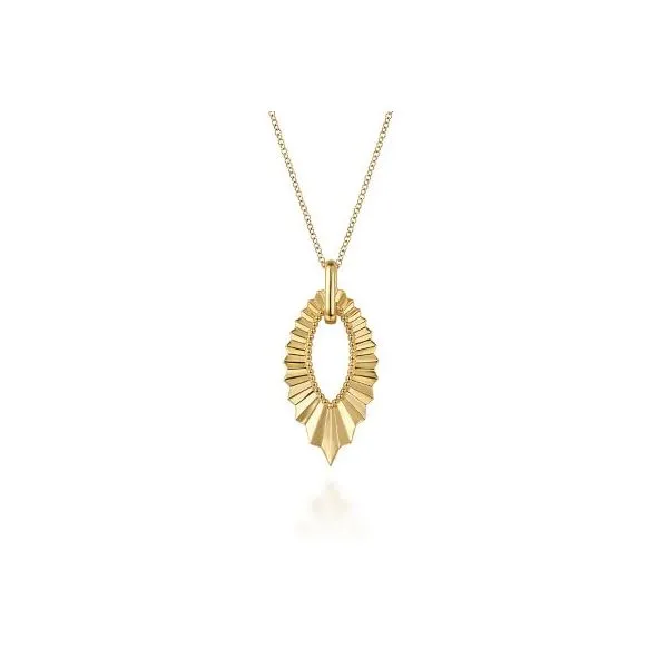 Gabriel & Co. 14K Yellow Plain Gold Augmented Marquise Shape Diamond Cut Pendant Necklace Diamond Showcase Longview, WA