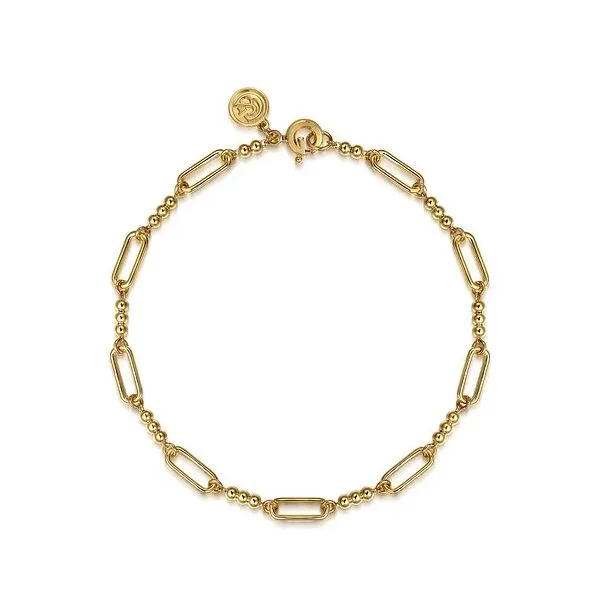 Gabriel & Co. 14K Yellow Gold Bujukan Beads Link Chain Bracelet Diamond Showcase Longview, WA