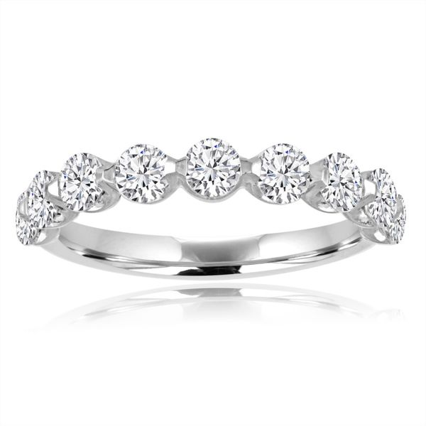 White Gold Diamond Shared Prong Wedding Band - J.MONALI Di'Amore Fine Jewelers Waco, TX
