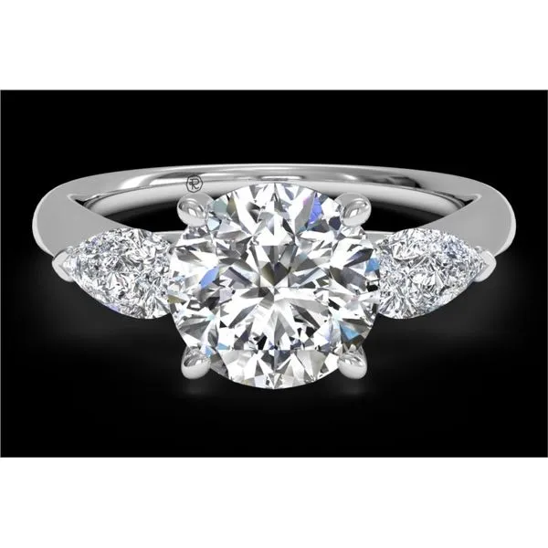 RITANI Three-Stone Diamond Engagement Ring with Pear-Shaped Side Diamonds in White Gold Di'Amore Fine Jewelers Waco, TX