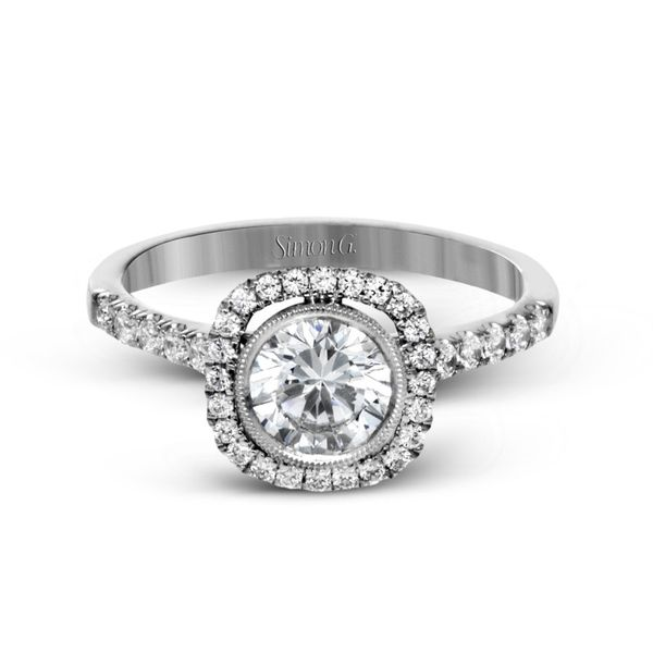 Cushion Halo Engagement Ring Caviar Collection Di'Amore Fine Jewelers Waco, TX