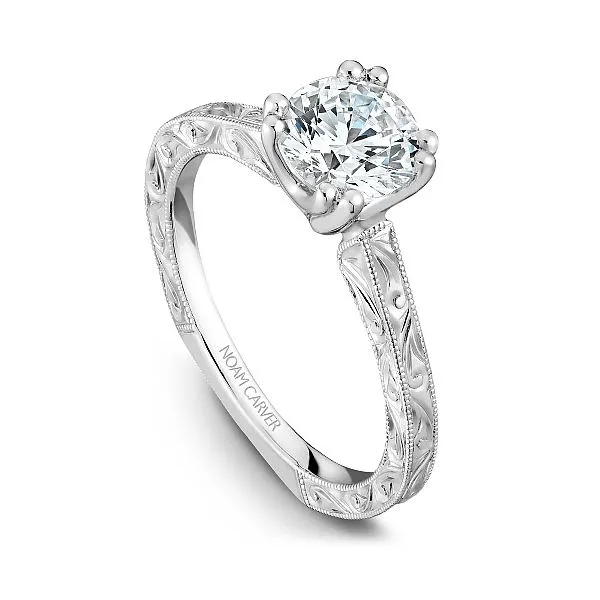 Engraved solitaire deals engagement ring