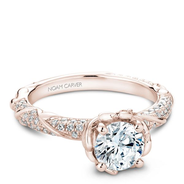 Floral Diamond Pave Engagement Ring 001-430-01245 14KR Waco | Di'Amore ...
