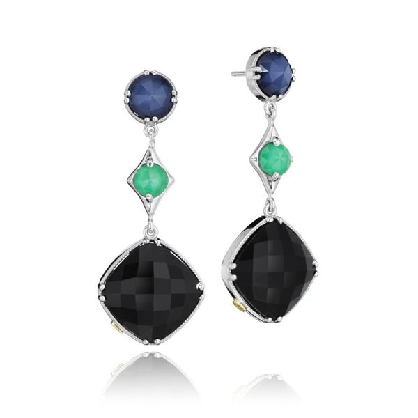 TACORI Sterling Silver and Gold Gem Trio Drop Earrings featuring Assorted Gemstones Di'Amore Fine Jewelers Waco, TX