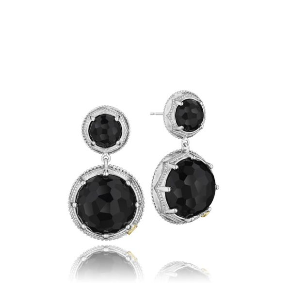 TACORI Sterling Silver and Gold Double Drop Gem Earrings featuring Black Onyx Gemstones Di'Amore Fine Jewelers Waco, TX