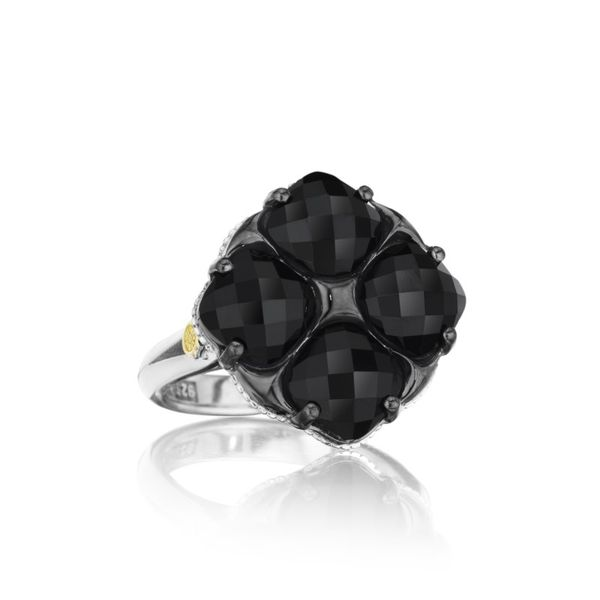 TACORI Sterling Silver and Gold Gem Tilt Ring Featuring Black Onyx Gemstones Di'Amore Fine Jewelers Waco, TX