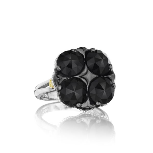 TACORI Sterling Silver and Gold Gem Cluster Ring featuring Black Onyx Gemstones Di'Amore Fine Jewelers Waco, TX