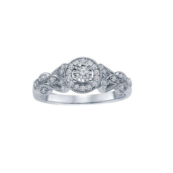 10k White Gold Diamond Halo Engagement Ring Dickinson Jewelers Dunkirk, MD