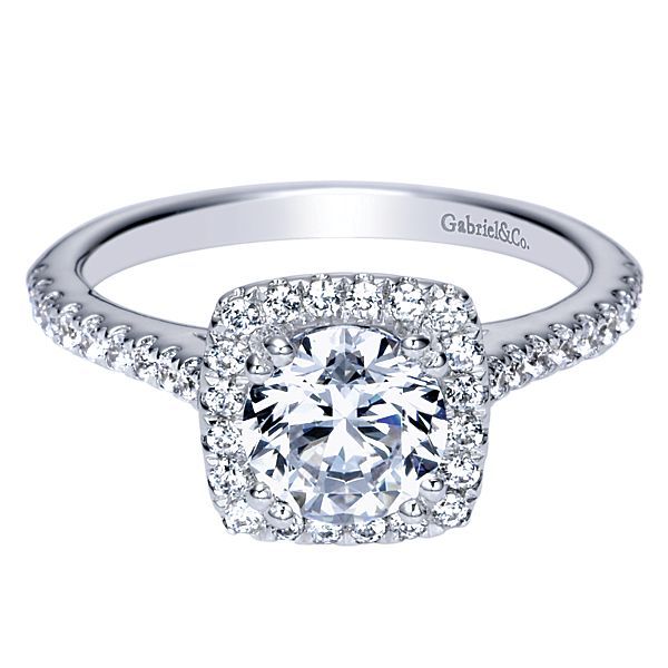 14k White Gold Diamond Halo Engagement Ring Dickinson Jewelers Dunkirk, MD