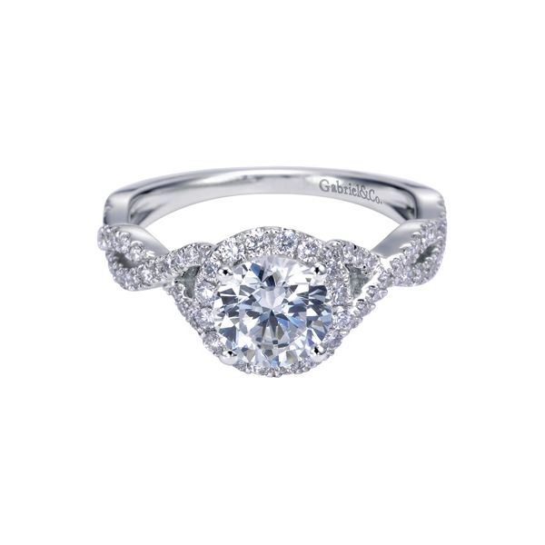 14k White Gold Diamond Halo Engagement Ring Dickinson Jewelers Dunkirk, MD
