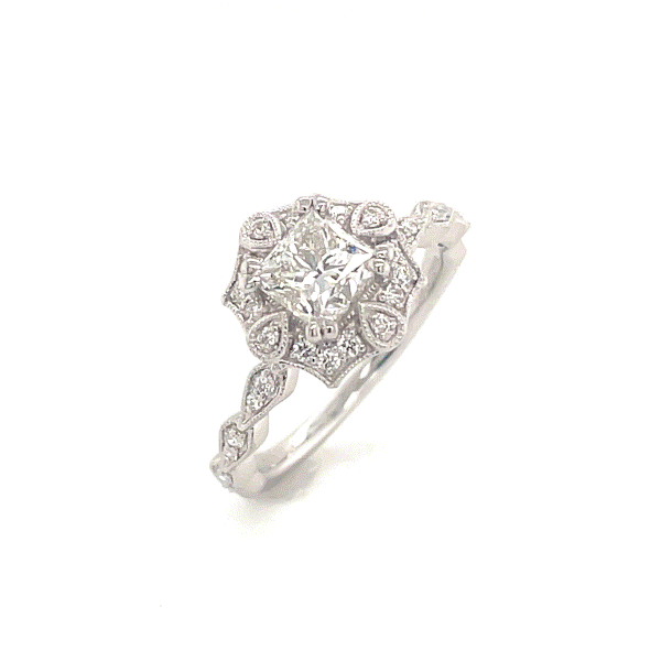 14k White Gold Princess Cut Diamond Halo Engagement Ring Dickinson Jewelers Dunkirk, MD