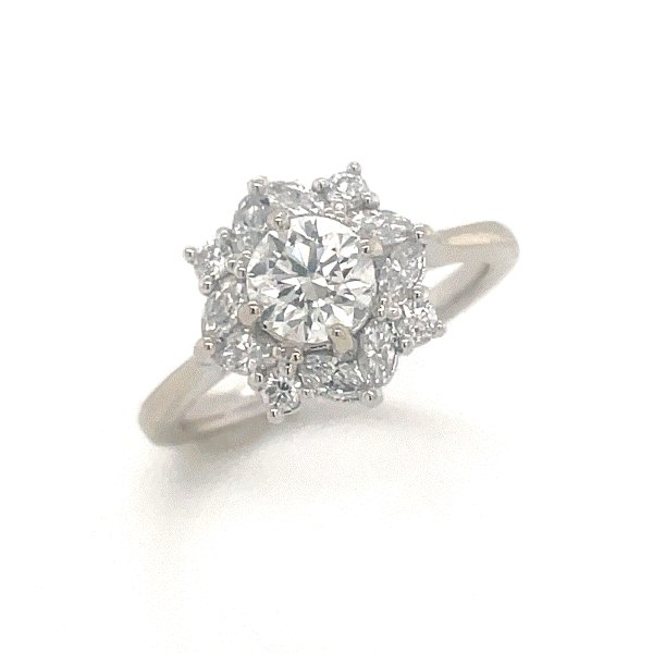 14k White Gold Diamond Fancy Halo Diamond Engagement Ring Dickinson Jewelers Dunkirk, MD