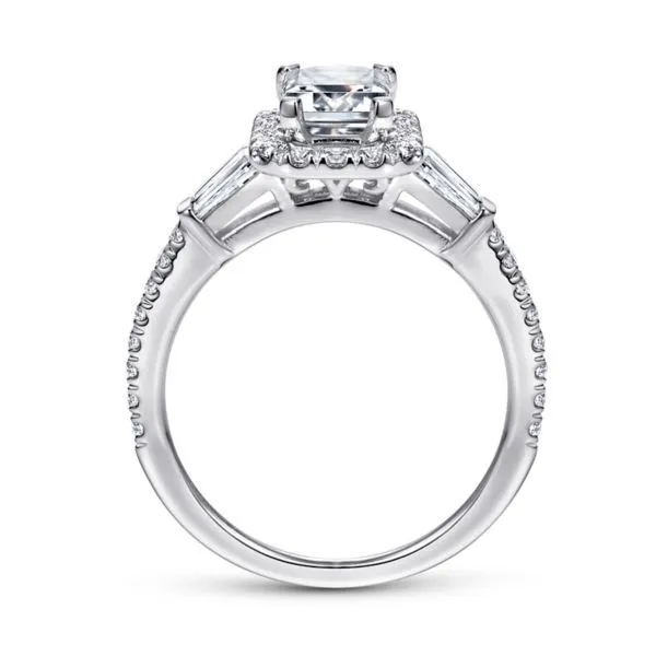 14k White Gold Emerald Cut Diamond Halo Engagement Ring Image 2 Dickinson Jewelers Dunkirk, MD