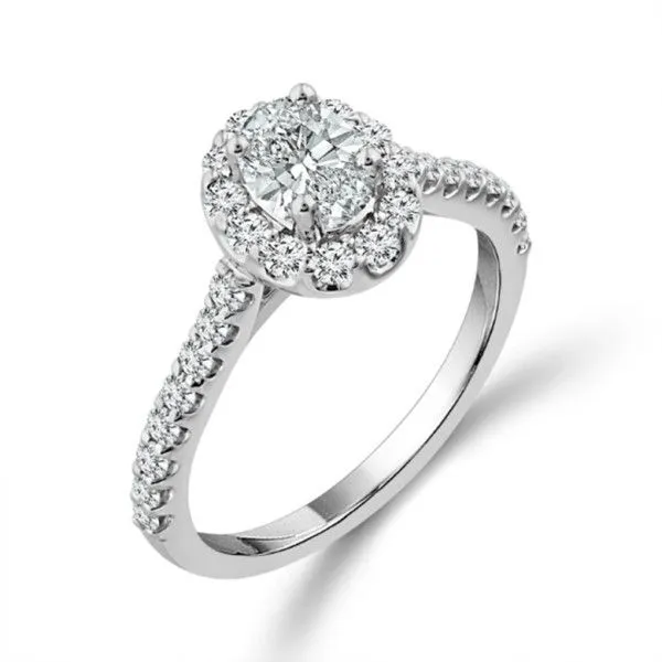 14k White Gold Diamond Halo Engagement Ring Dickinson Jewelers Dunkirk, MD
