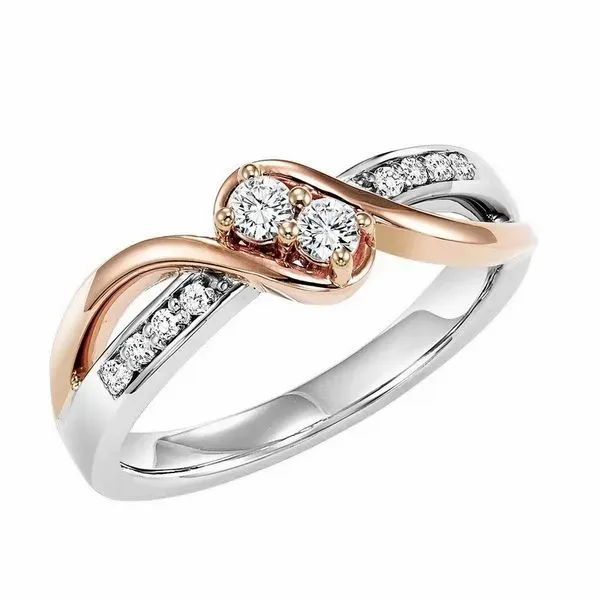 14k White-Rose Gold Two Stone Diamond Ring Dickinson Jewelers Dunkirk, MD