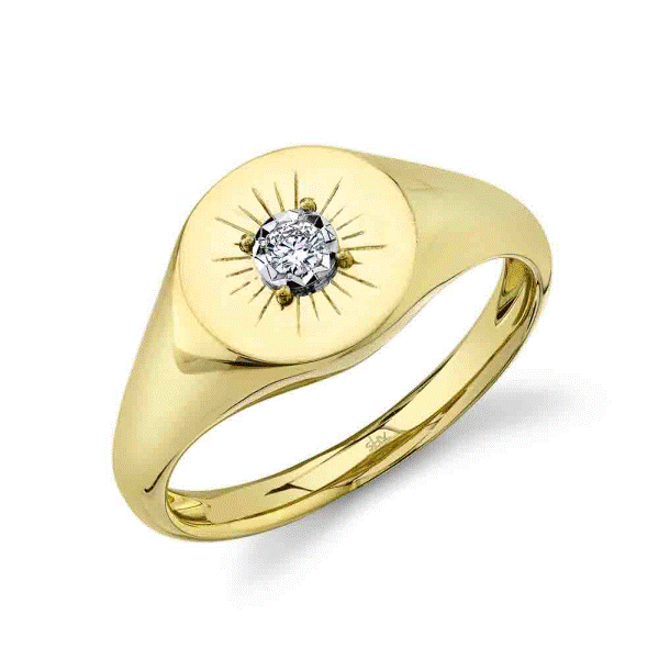 14k Yellow Gold Diamond Signet Ring Dickinson Jewelers Dunkirk, MD