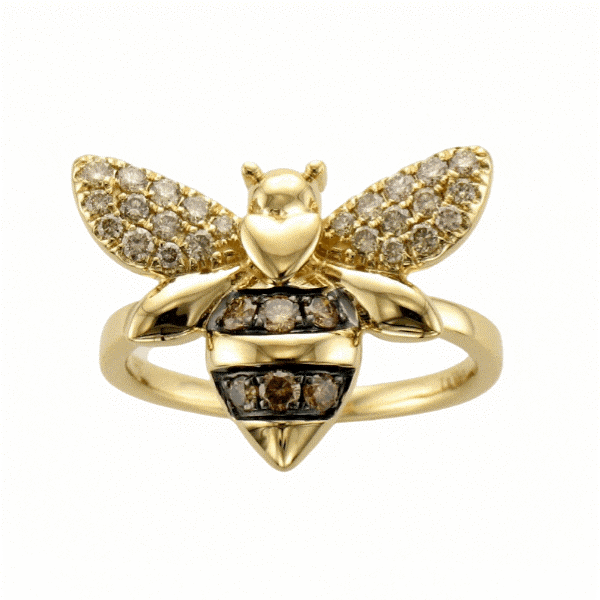 14k Gold Chocolate Diamond® and Vanilla Diamond® Bee Ring Dickinson Jewelers Dunkirk, MD