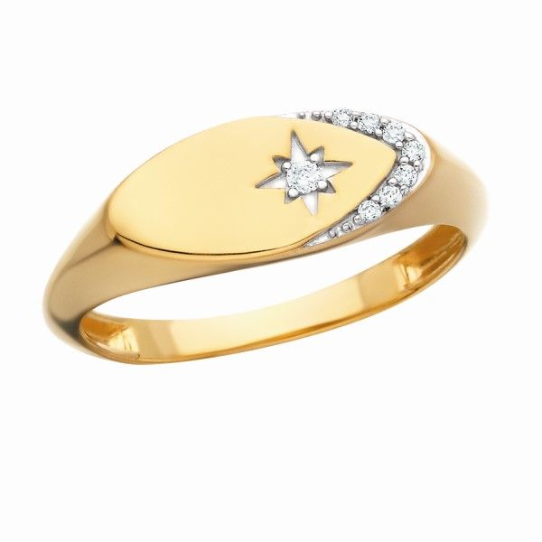 10k Yellow Gold Diamond Signet Ring Dickinson Jewelers Dunkirk, MD