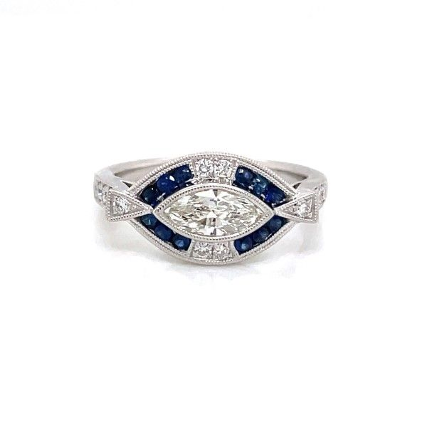 14k White Gold Diamond and Sapphire Ring Dickinson Jewelers Dunkirk, MD