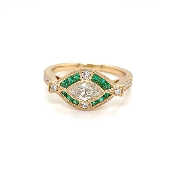 14k Yellow Gold Diamond and Emerald Ring Dickinson Jewelers Dunkirk, MD