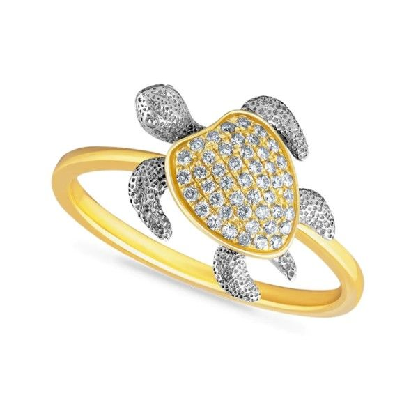 14k Yellow-White Gold Diamond Turtle Ring 001-130-02654