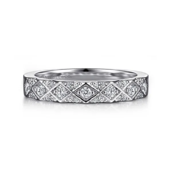 14K White Gold Diamond Shape Design Band Dickinson Jewelers Dunkirk, MD