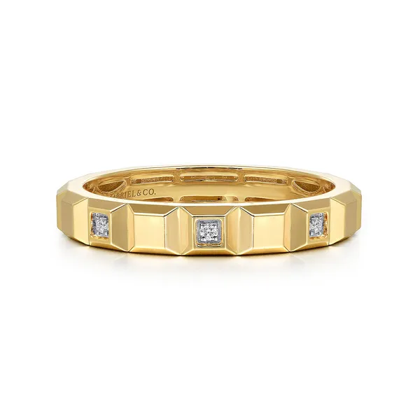 14K Yellow Gold Diamond and Pyramid Shape Stackable Fashion Ring Dickinson Jewelers Dunkirk, MD