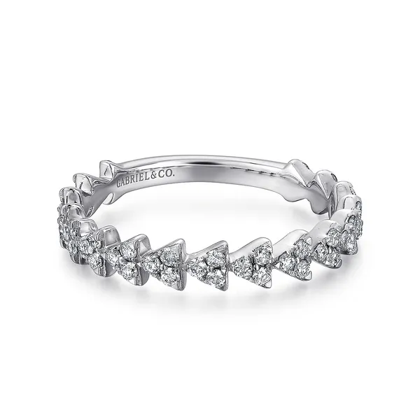 14K White Gold Diamond Cluster Triangle Stackable Fashion Ring Dickinson Jewelers Dunkirk, MD