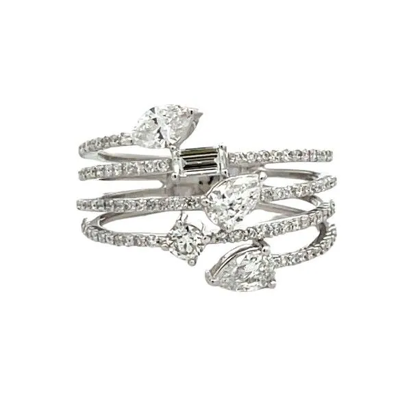 14Kt White Gold Multi Row Multi Shape Diamond Ring Dickinson Jewelers Dunkirk, MD