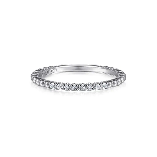 14Kt White Gold Bujukan Bead and Diamond Stackable Ring Dickinson Jewelers Dunkirk, MD