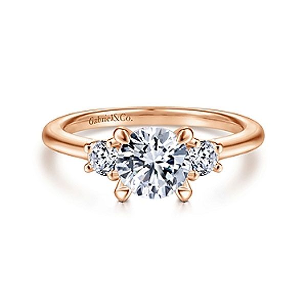 14k Rose Gold Three Stone Diamond Engagement Ring Mounting Dickinson Jewelers Dunkirk, MD