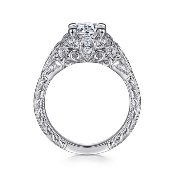 14k White Gold Diamond Halo Engagement Ring Mounting Image 2 Dickinson Jewelers Dunkirk, MD