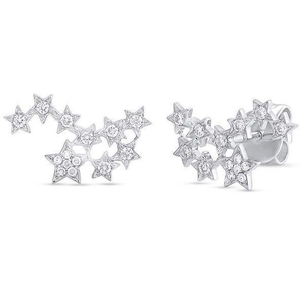 14k White Gold Diamond Star Constellation Post Earrings Dickinson Jewelers Dunkirk, MD