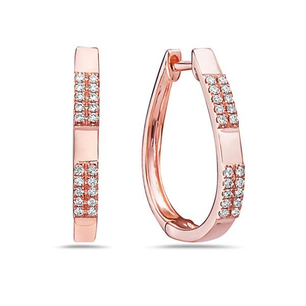 14k Rose Gold Diamond Hoop Earrings Dickinson Jewelers Dunkirk, MD