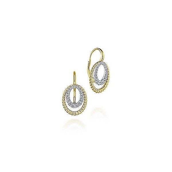 14k Yellow-White Gold Diamond Drop Earrings Dickinson Jewelers Dunkirk, MD