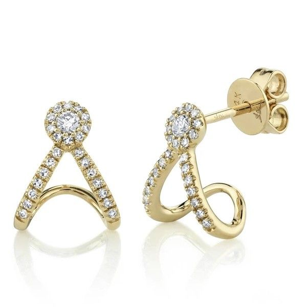 14k Yellow Gold Diamond Stuggie Earrings Dickinson Jewelers Dunkirk, MD