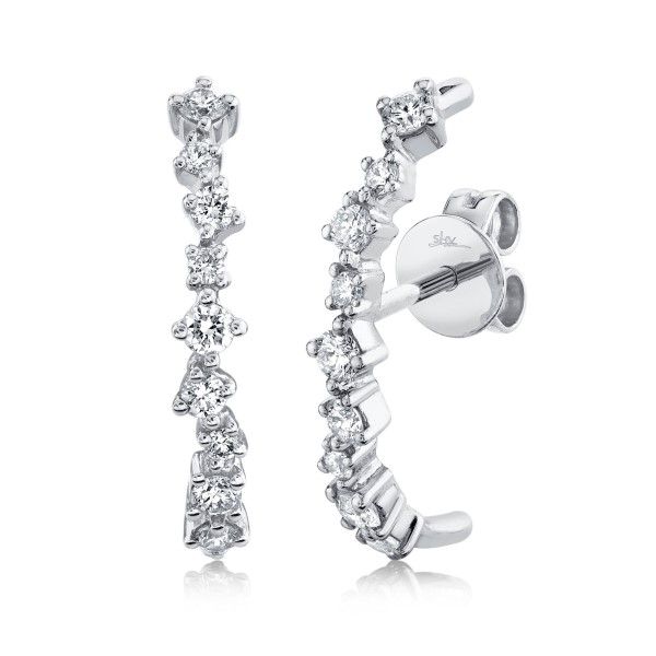 14k White Gold Diamond Lobe Cuff Earrings Dickinson Jewelers Dunkirk, MD