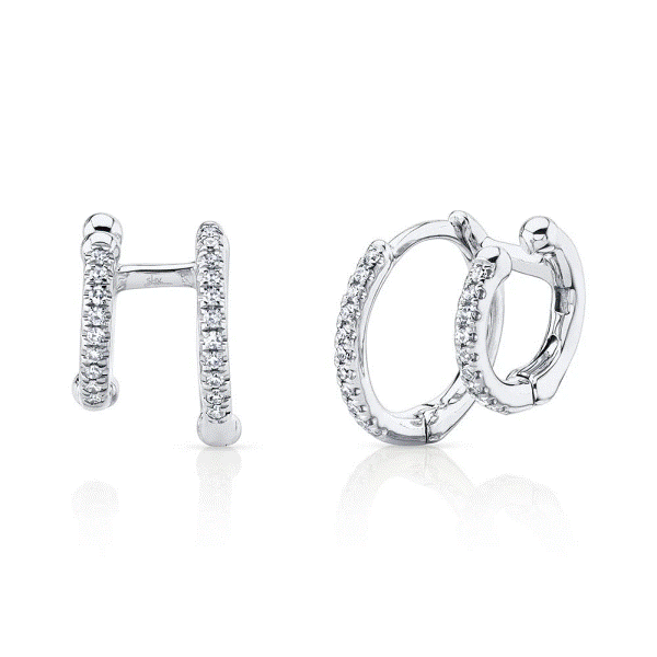 14k White Gold Diamond Double Huggie Earrings Dickinson Jewelers Dunkirk, MD