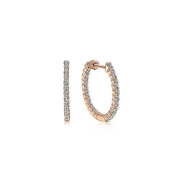 14k Rose Gold Diamond Hoop Earrings Dickinson Jewelers Dunkirk, MD