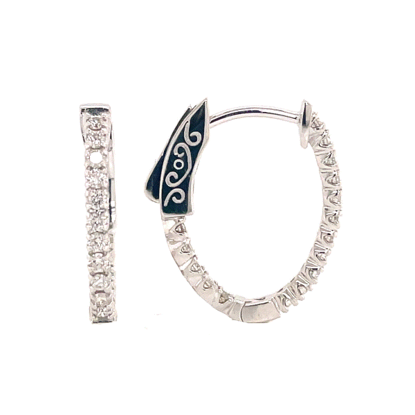 14k White Gold Diamond Inside-Out Huggie Earrings Dickinson Jewelers Dunkirk, MD