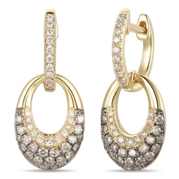 14k Honey Gold™ Chocolate & Vanilla  Diamond® Earrings Dickinson Jewelers Dunkirk, MD